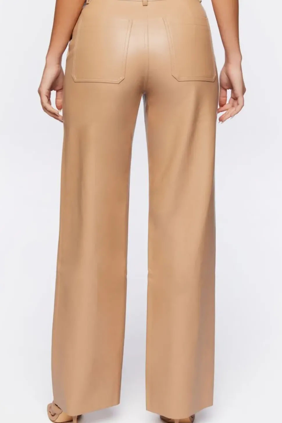 Faux Leather Wide-Leg Pants