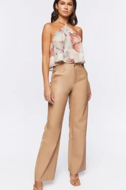 Faux Leather Wide-Leg Pants