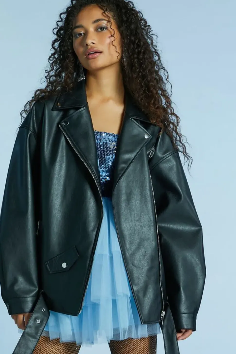 Faux Leather Zipper Moto Jacket