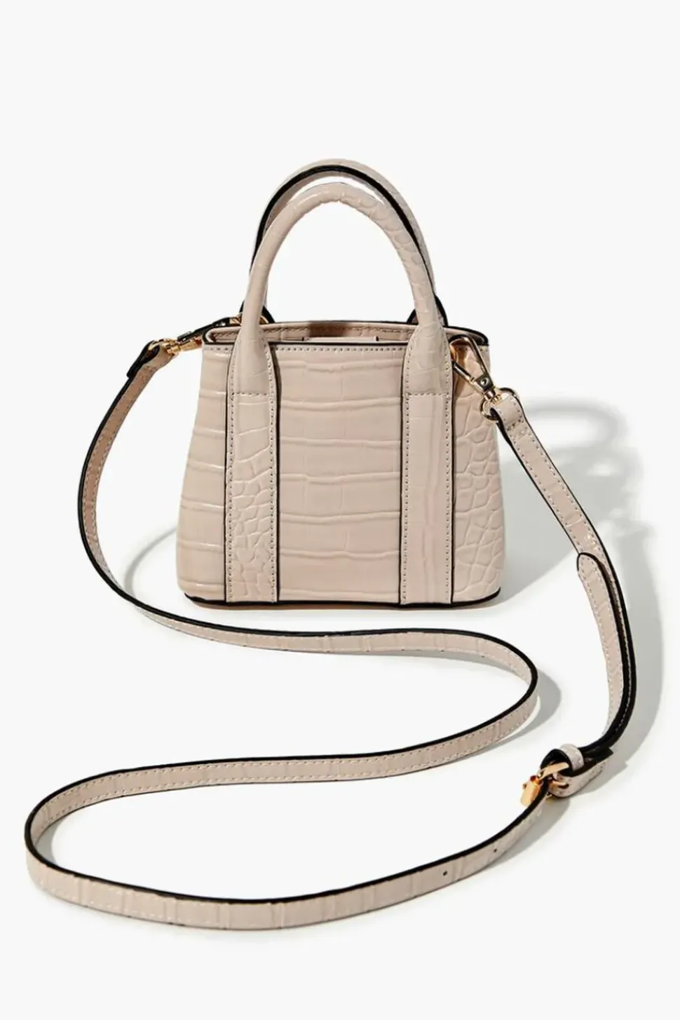 Faux Patent Croc Leather Handbag