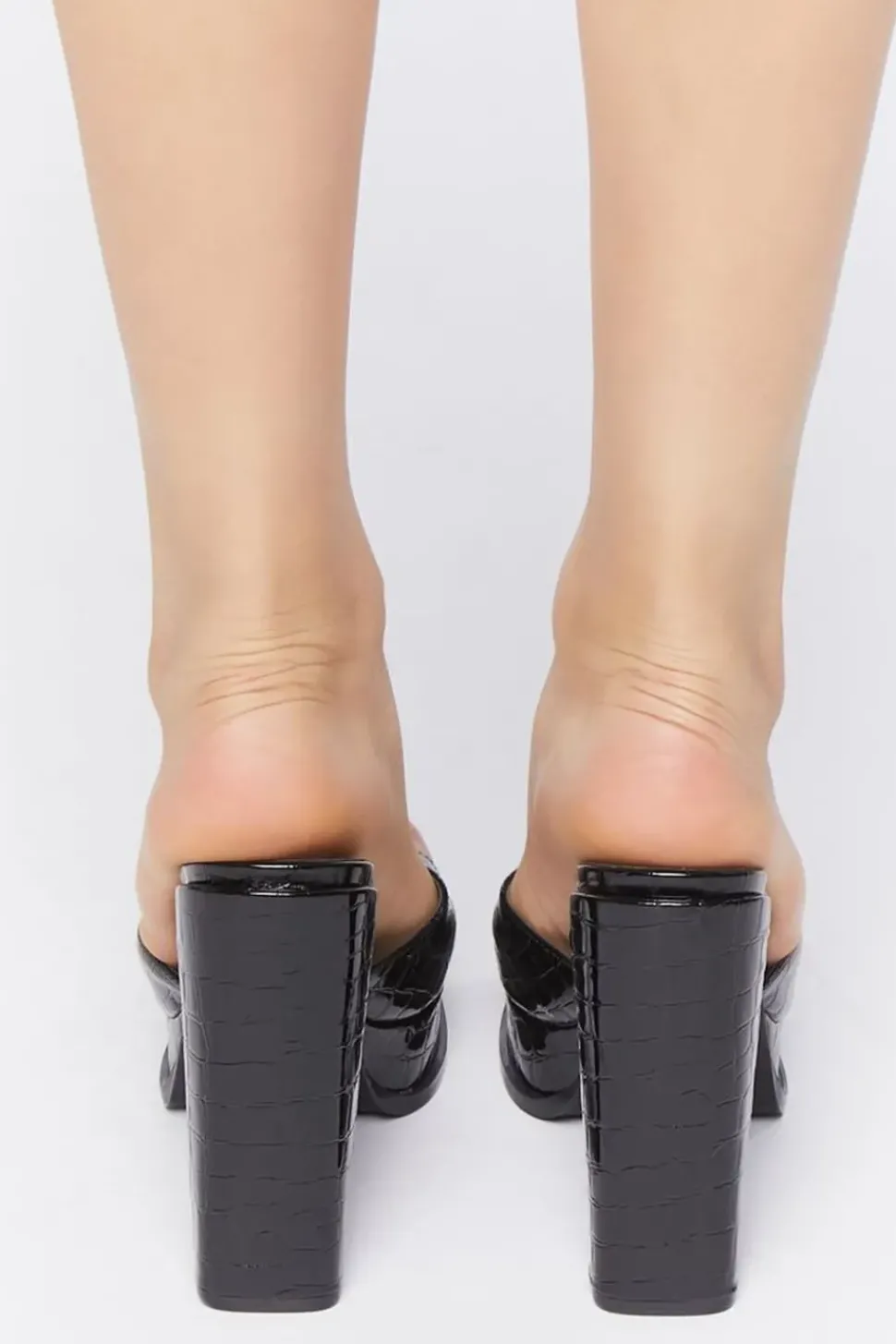 Faux Patent Croc Leather Heels