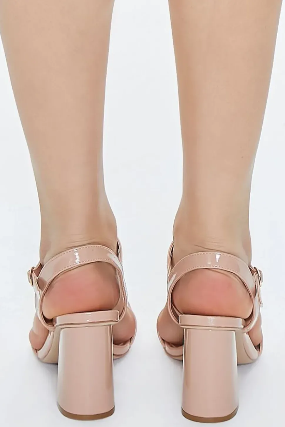 Faux Patent Leather Ankle-Strap Heels