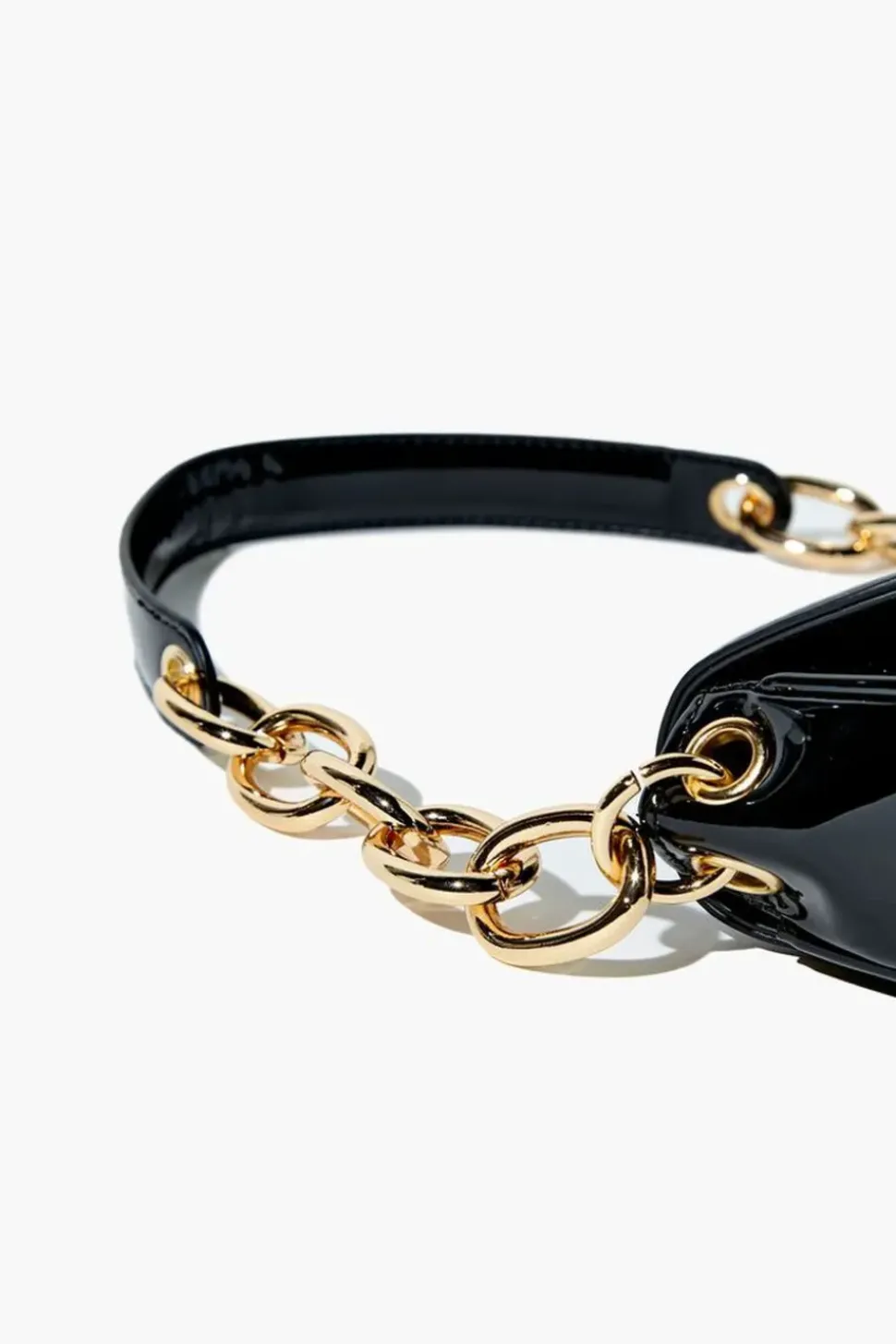 Faux Patent Leather Baguette Bag
