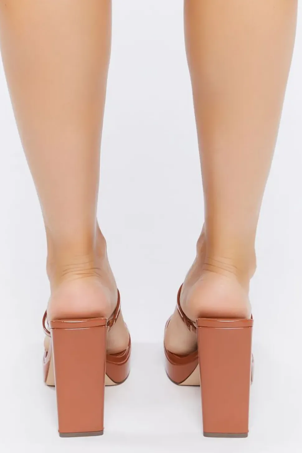 Faux Patent Leather Block Heels
