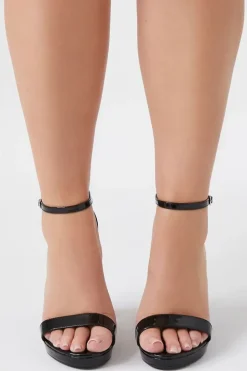 Faux Patent Leather Block Heels (Wide)