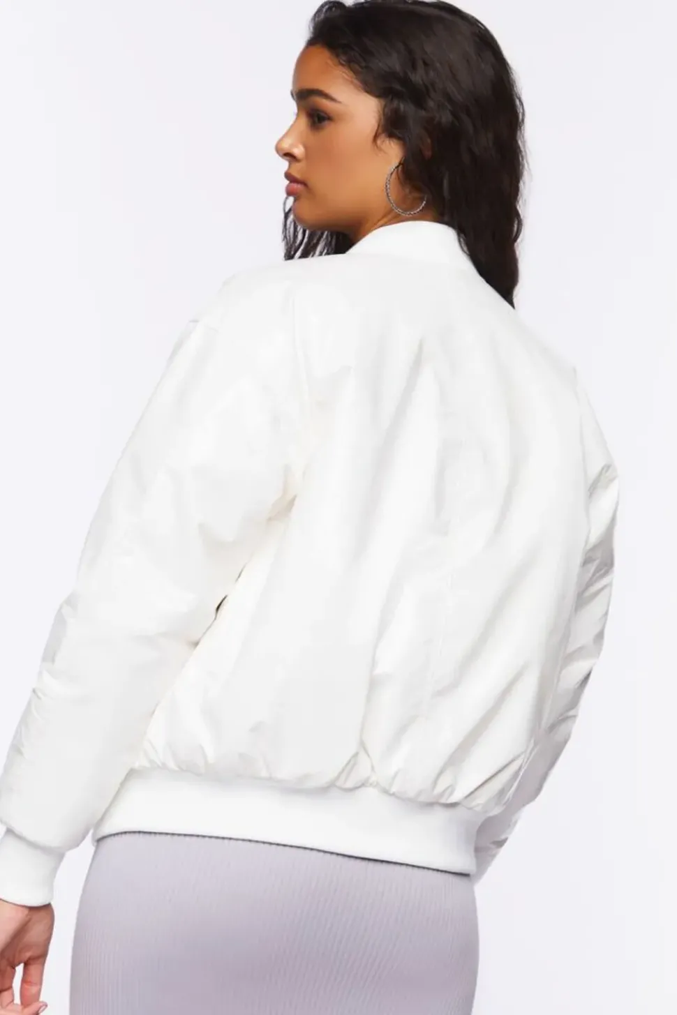 Faux Patent Leather Bomber Jacket