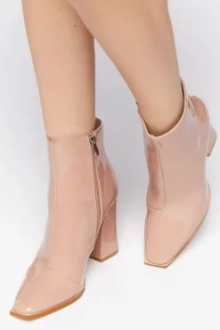 Faux Patent Leather Booties