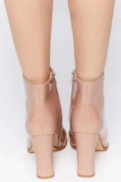 Faux Patent Leather Booties