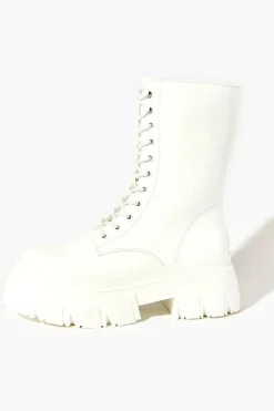 Faux Patent Leather Combat Boots