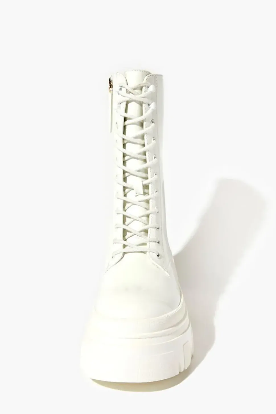 Faux Patent Leather Combat Boots