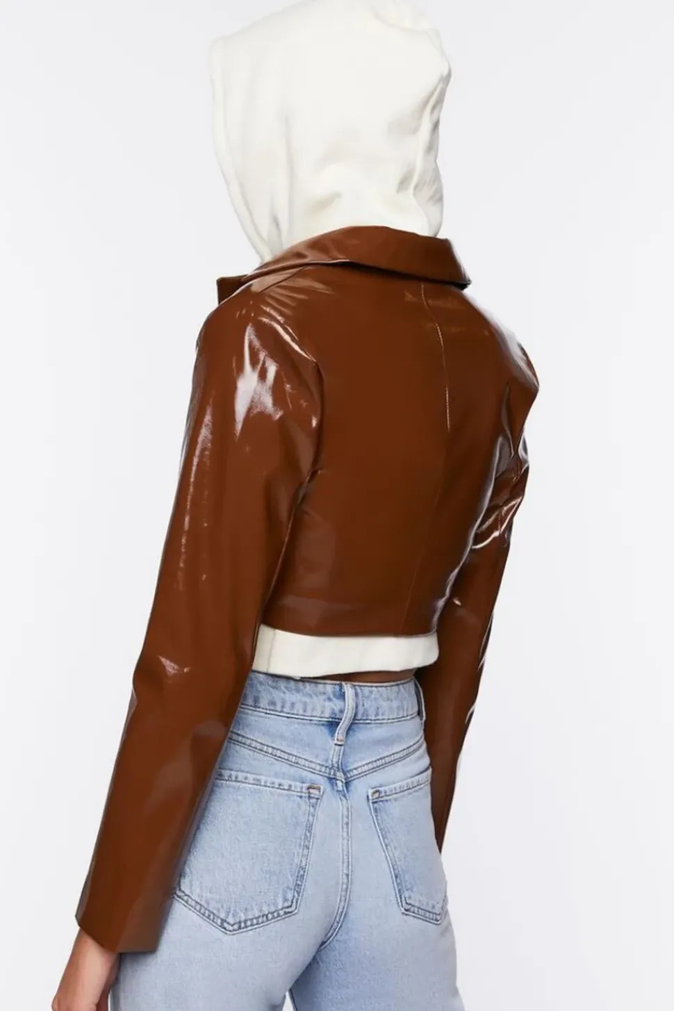 Faux Patent Leather Cropped Blazer