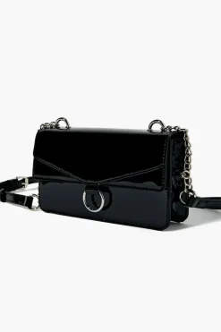 Faux Patent Leather Crossbody Bag