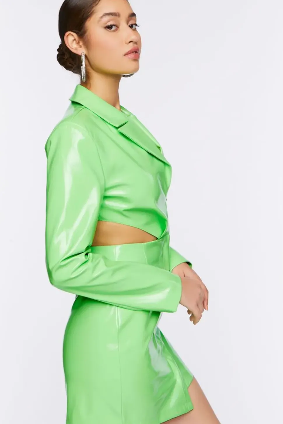 Faux Patent Leather Cutout Mini Dress