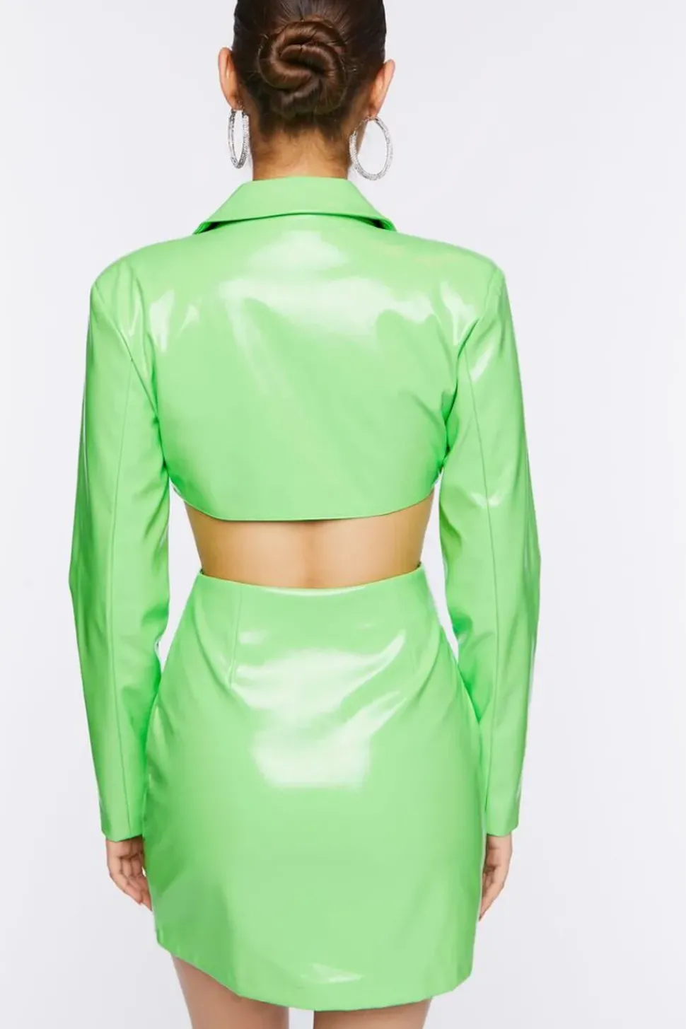 Faux Patent Leather Cutout Mini Dress