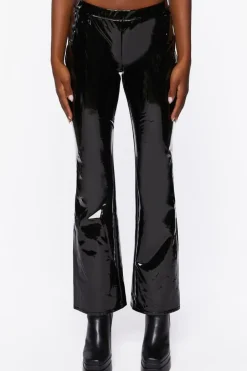 Faux Patent Leather Flare Pants