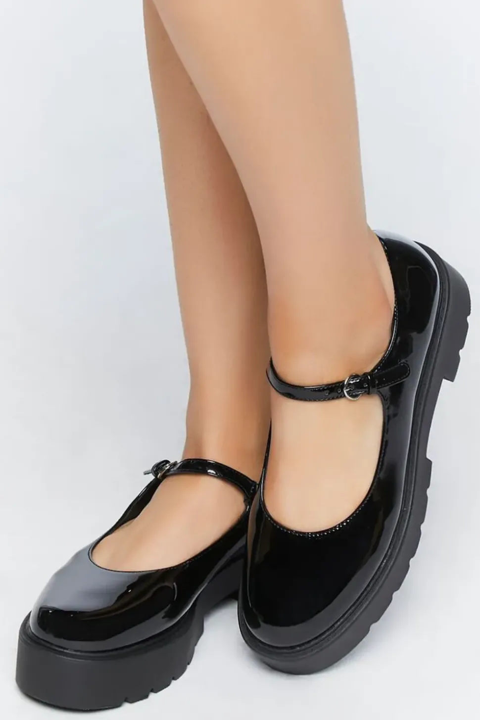 Faux Patent Leather Mary Jane Flatforms