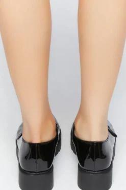 Faux Patent Leather Mary Jane Flatforms