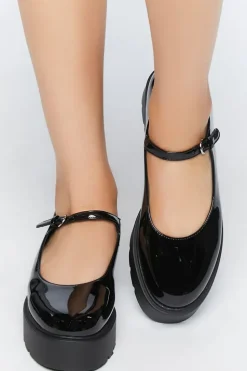 Faux Patent Leather Mary Jane Flatforms