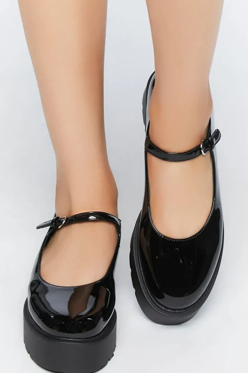 Faux Patent Leather Mary Jane Flatforms
