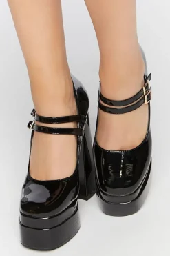 Faux Patent Leather Mary Jane Heels