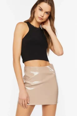 Faux Patent Leather Mini Skirt
