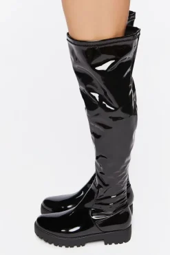 Faux Patent Leather Over-The-Knee Boots