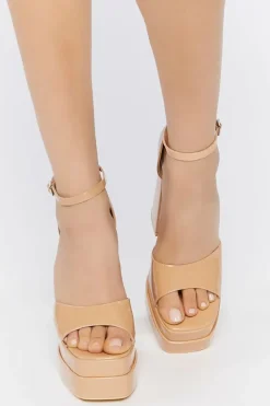 Faux Patent Leather Platform Heels