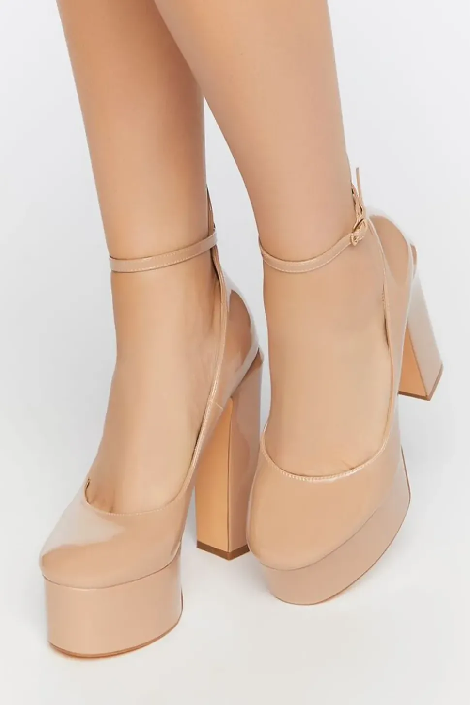 Faux Patent Leather Platform Mary Jane Heels