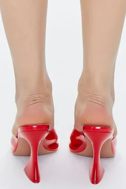 Faux Patent Leather Square-Toe Heels