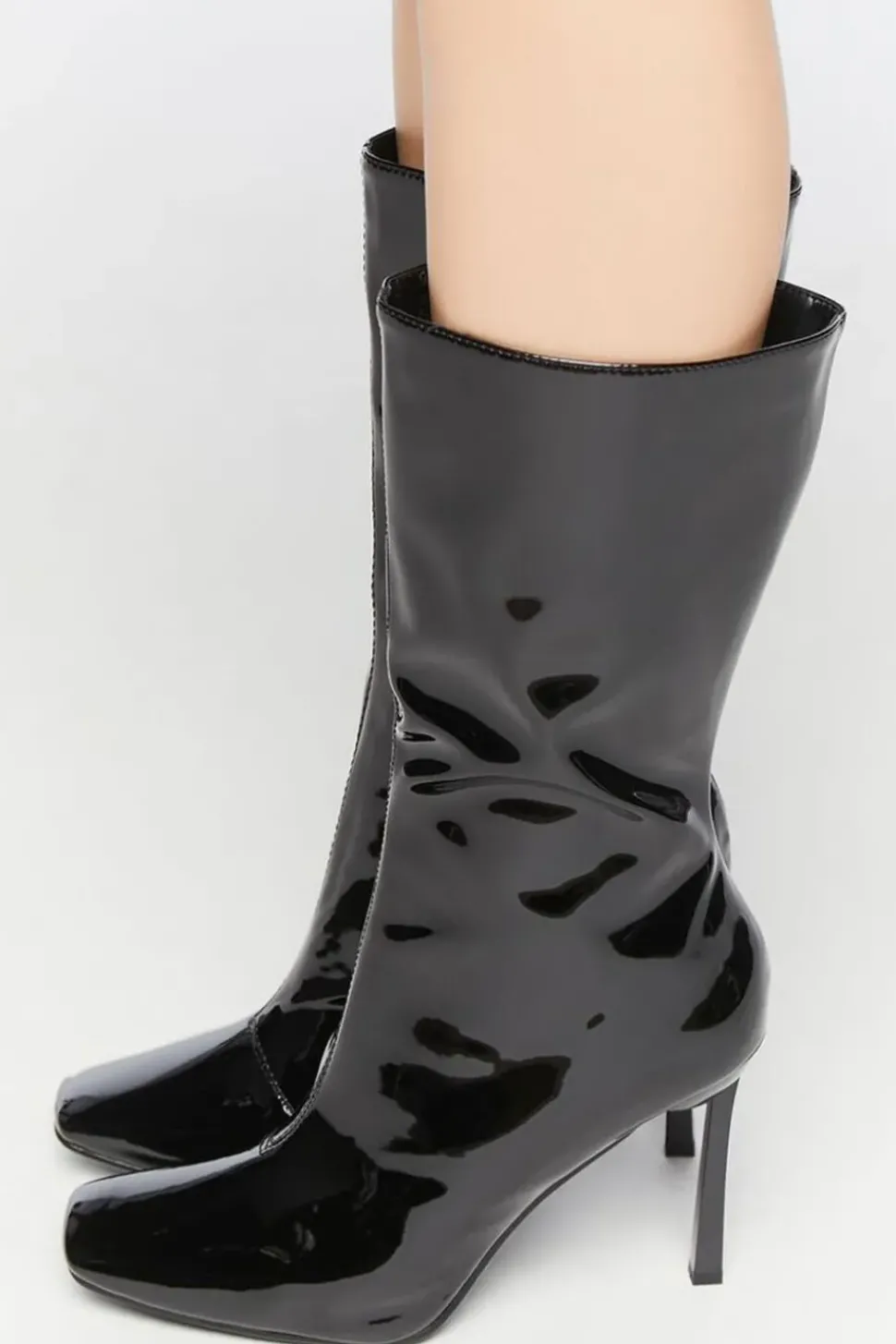 Faux Patent Leather Stiletto Boots