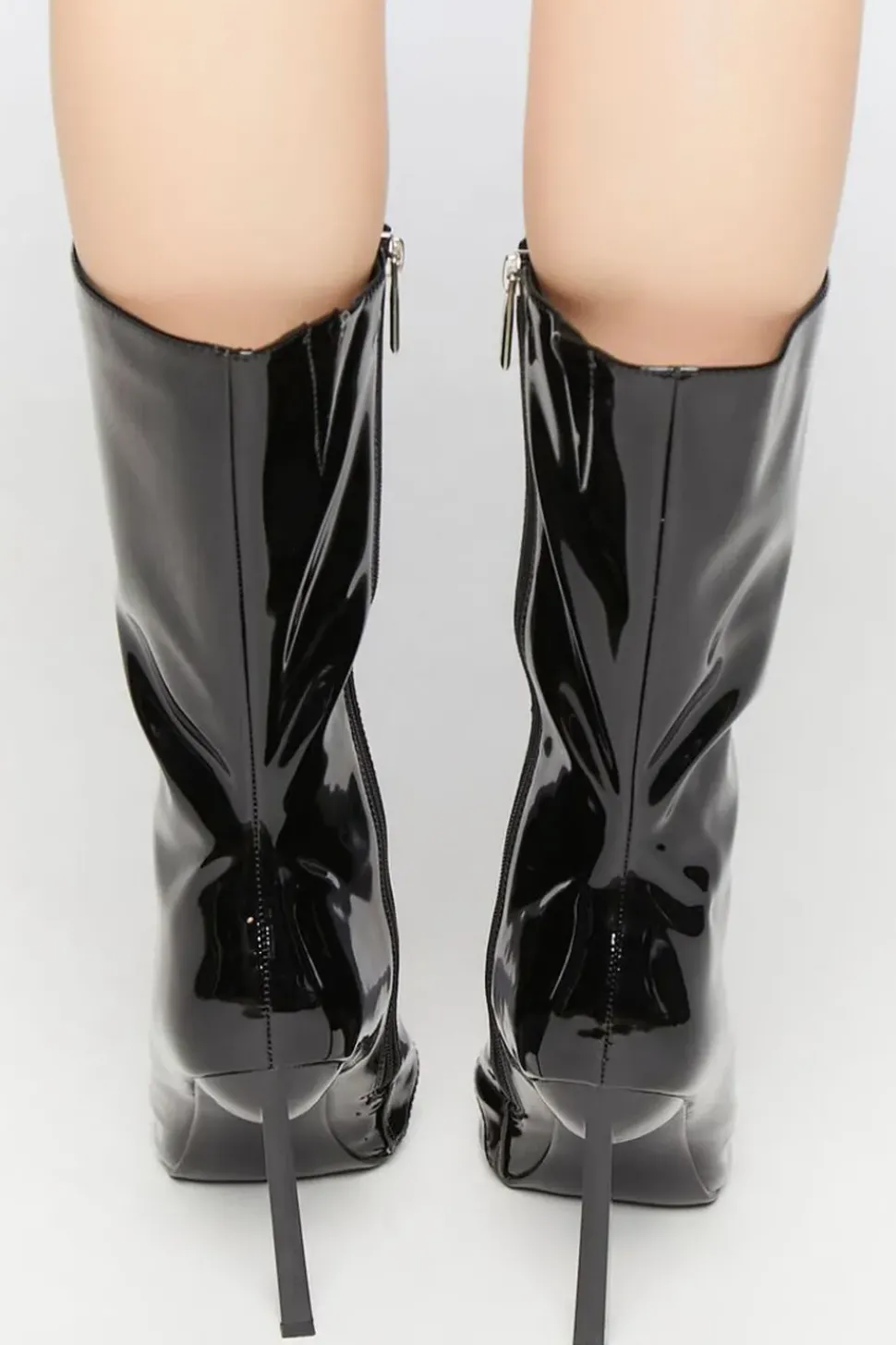 Faux Patent Leather Stiletto Boots