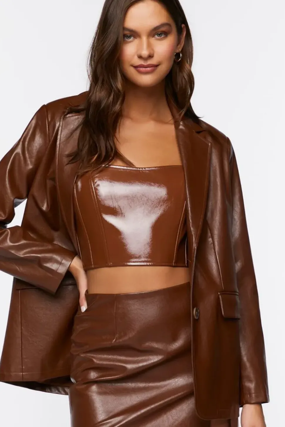 Faux Patent Leather Tube Top