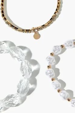 Faux Pearl Beaded Bracelet Set