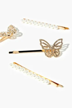 Faux Pearl & Butterfly Bobby Pin Set