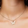 Faux Pearl Butterfly Pendant Necklace