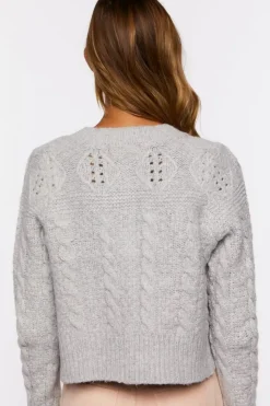 Faux Pearl-Button Cardigan Sweater
