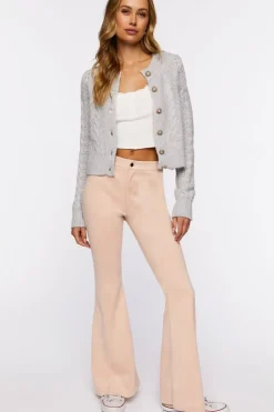 Faux Pearl-Button Cardigan Sweater