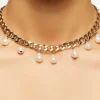 Faux Pearl Curb Chain Necklace