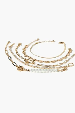 Faux Pearl & Faux Gem Bracelet Set