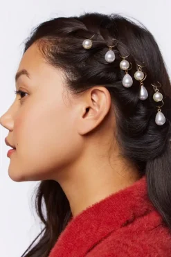 Faux Pearl Hair Ring Set