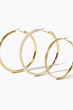 Faux Pearl Hoop Earring Set