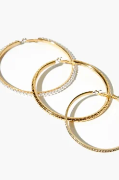 Faux Pearl Hoop Earring Set