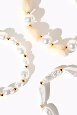 Faux Pearl & Shell Bracelet Set