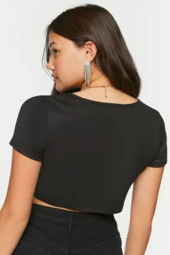 Faux Pearl-Trim Crop Top
