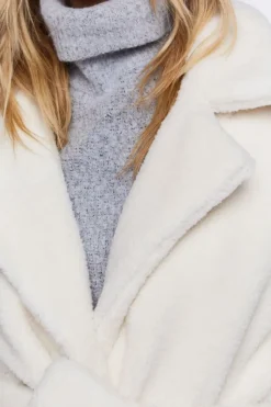 Faux Shearling Belted Coat