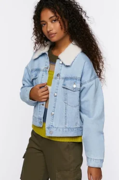 Faux Shearling Denim Trucker Jacket