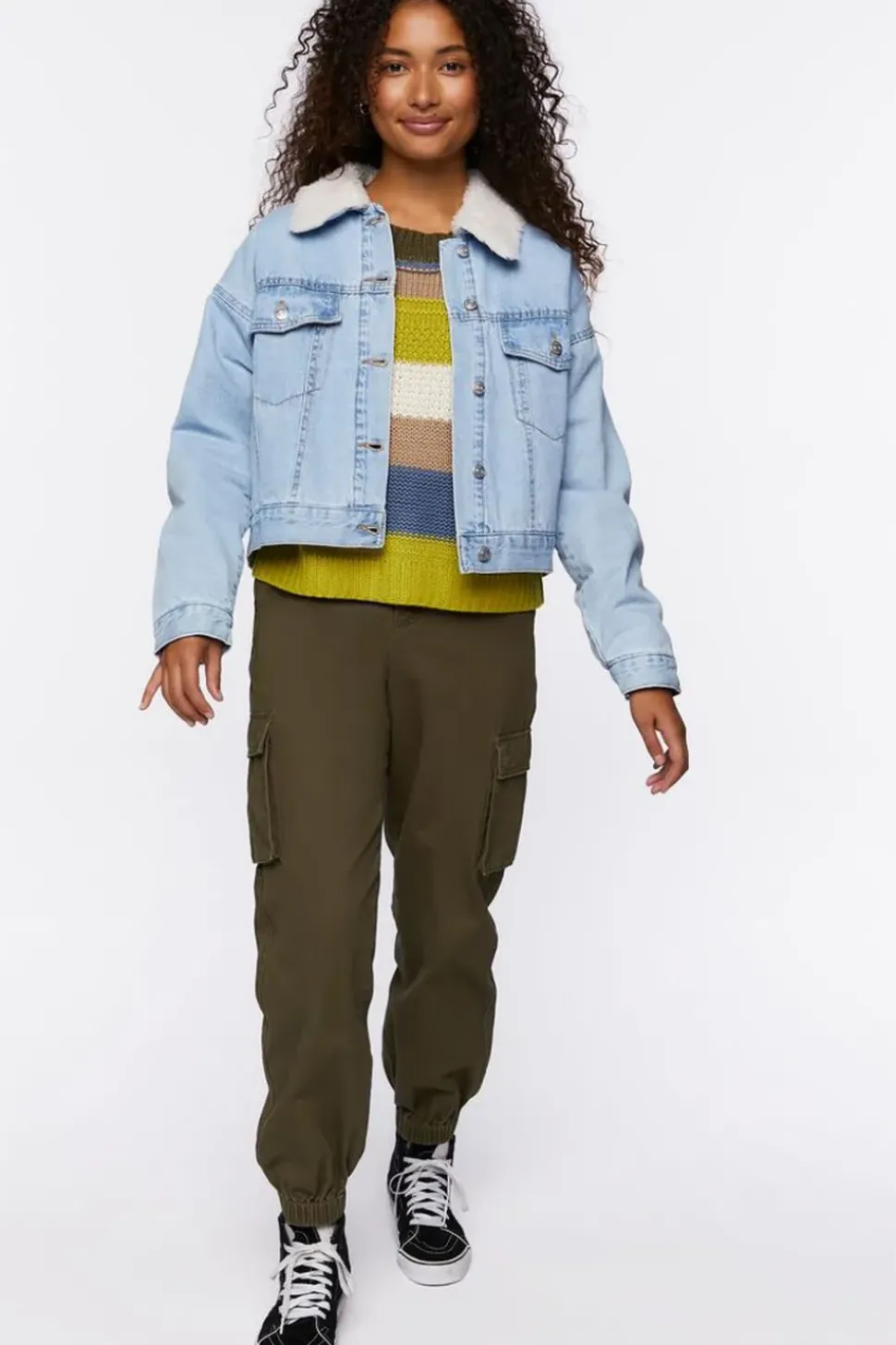 Faux Shearling Denim Trucker Jacket