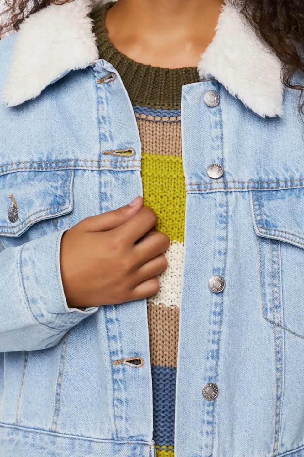 Faux Shearling Denim Trucker Jacket