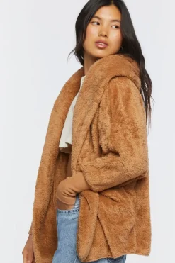 Faux Shearling Hooded Jacket