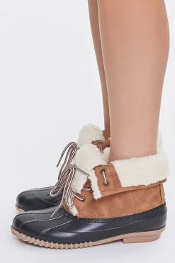 Faux Shearling-Lined Duck Booties